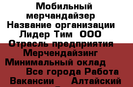 Мобильный мерчандайзер › Название организации ­ Лидер Тим, ООО › Отрасль предприятия ­ Мерчендайзинг › Минимальный оклад ­ 23 000 - Все города Работа » Вакансии   . Алтайский край,Яровое г.